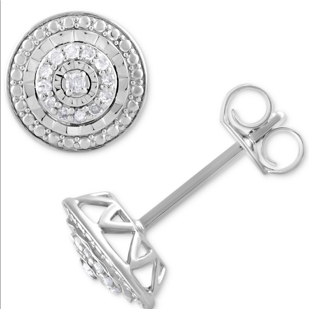 Sterling silver diamond earrings